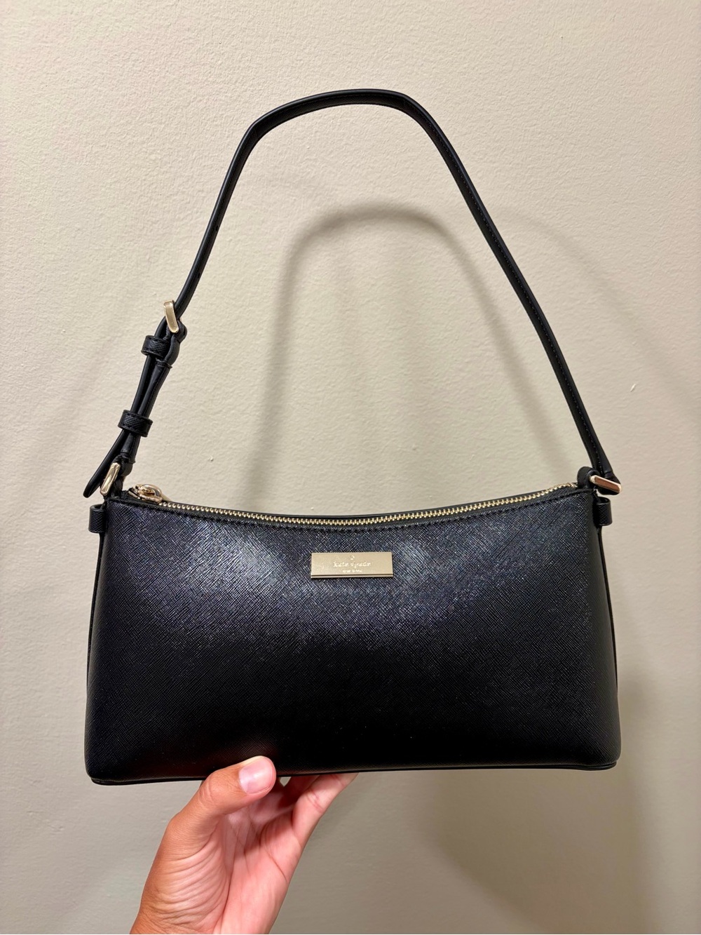 BRAND NEW kate spade Black Saffiano Leather Shoulder Bag with Gold Hardware